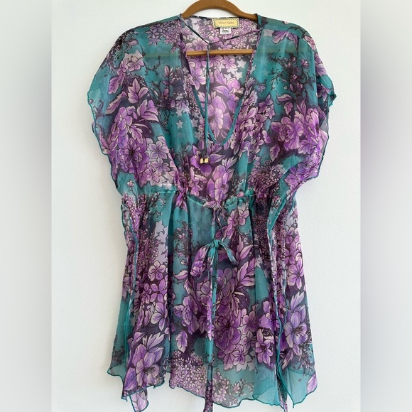 Vibrant spring colored Tunic- Top swim coverup Size S. - Picture 5 of 10